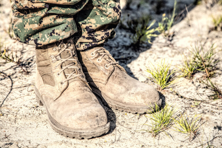 Combat boots in the desert